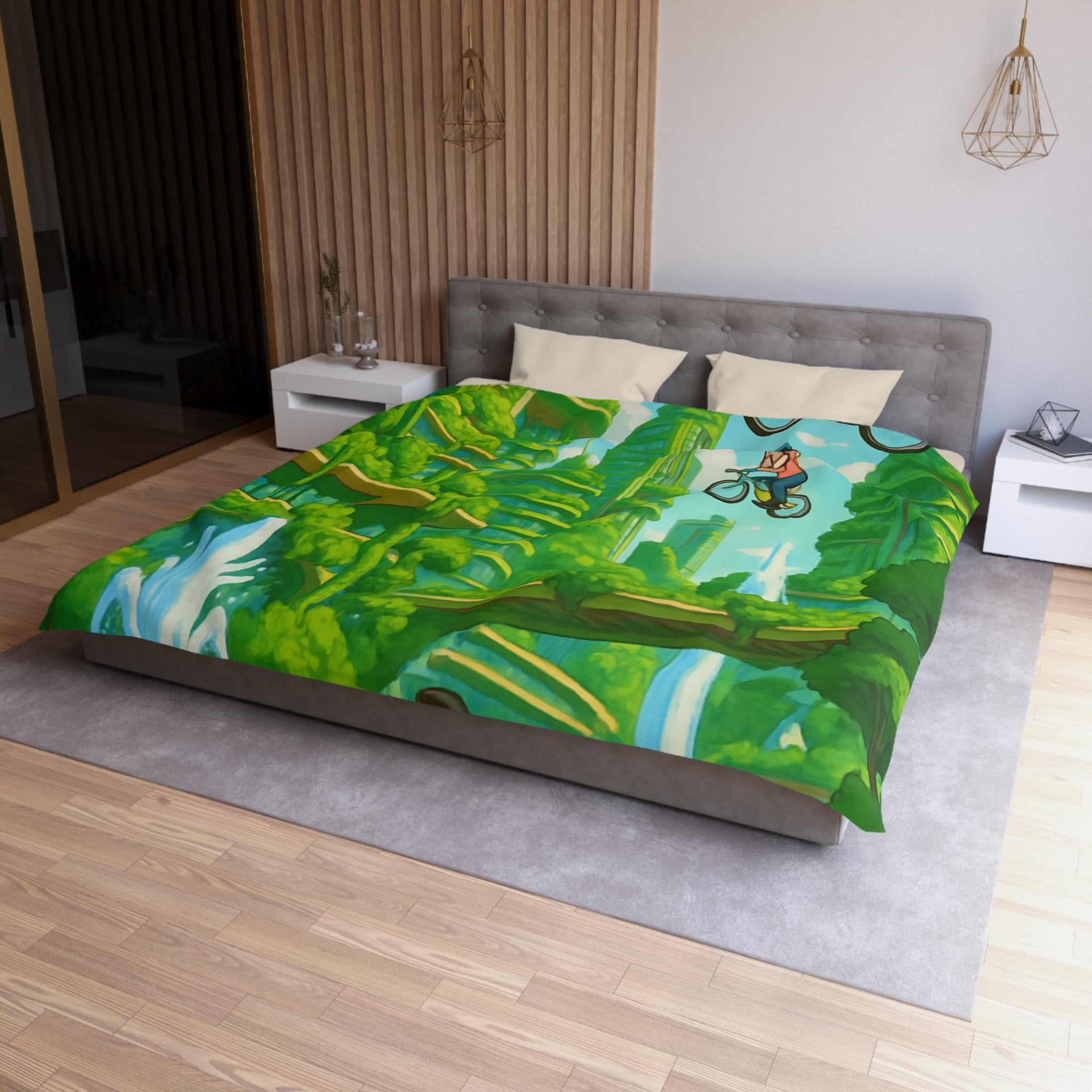 Housse de Couette Microfibre Design Artistique Moderne Décoration Chambre Confort Premium