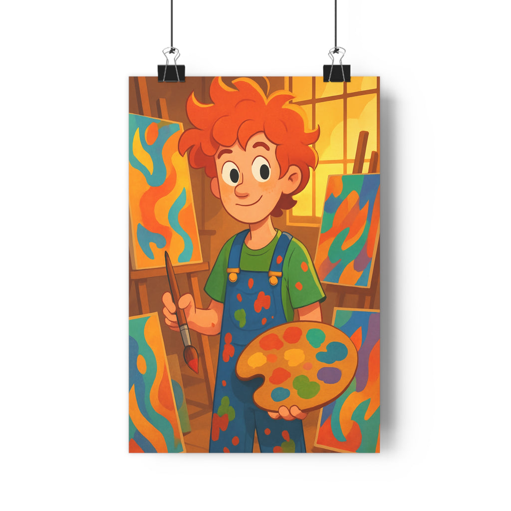 Poster décoratif vibrant dessin animé couleurs vives abstrait joyeux enfant chambre inspiration artistique unique