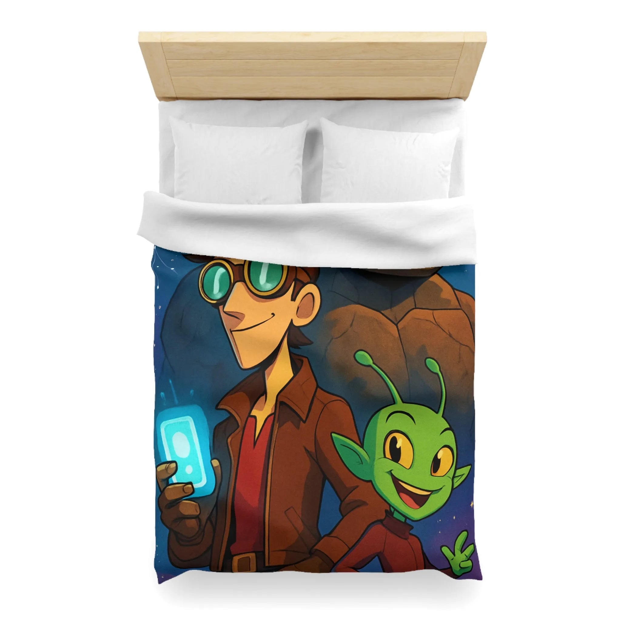 Housse de Couette Enfantine avec Personnages de Science-Fiction Stylisés et Univers Fantastique