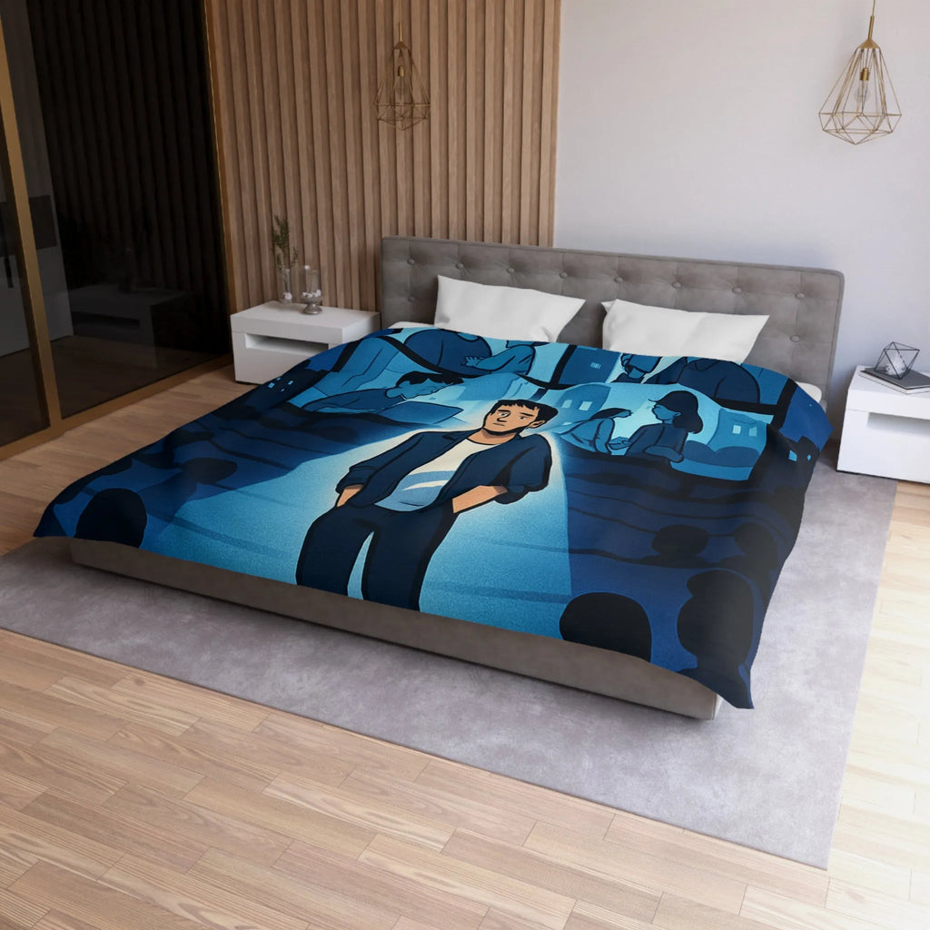 Housse de Couette Microfibre Art Graphique Contemporain Style Décoratif Chambre Tendance