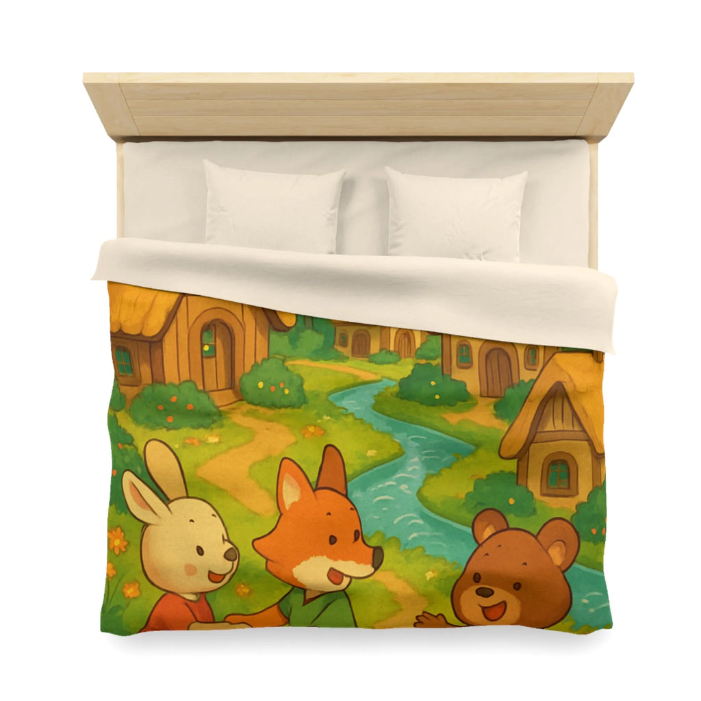 Adorable Illustration Animalière Colorée Idéale pour une Housse de Couette Enfantine et Enchantée