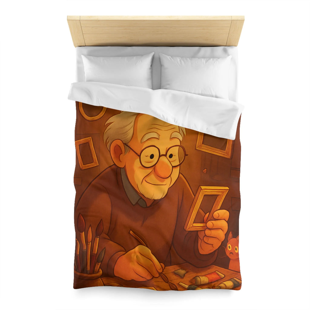 Housse de Couette Illustrée avec Artiste Peignant dans Atelier Enveloppant et Charmant