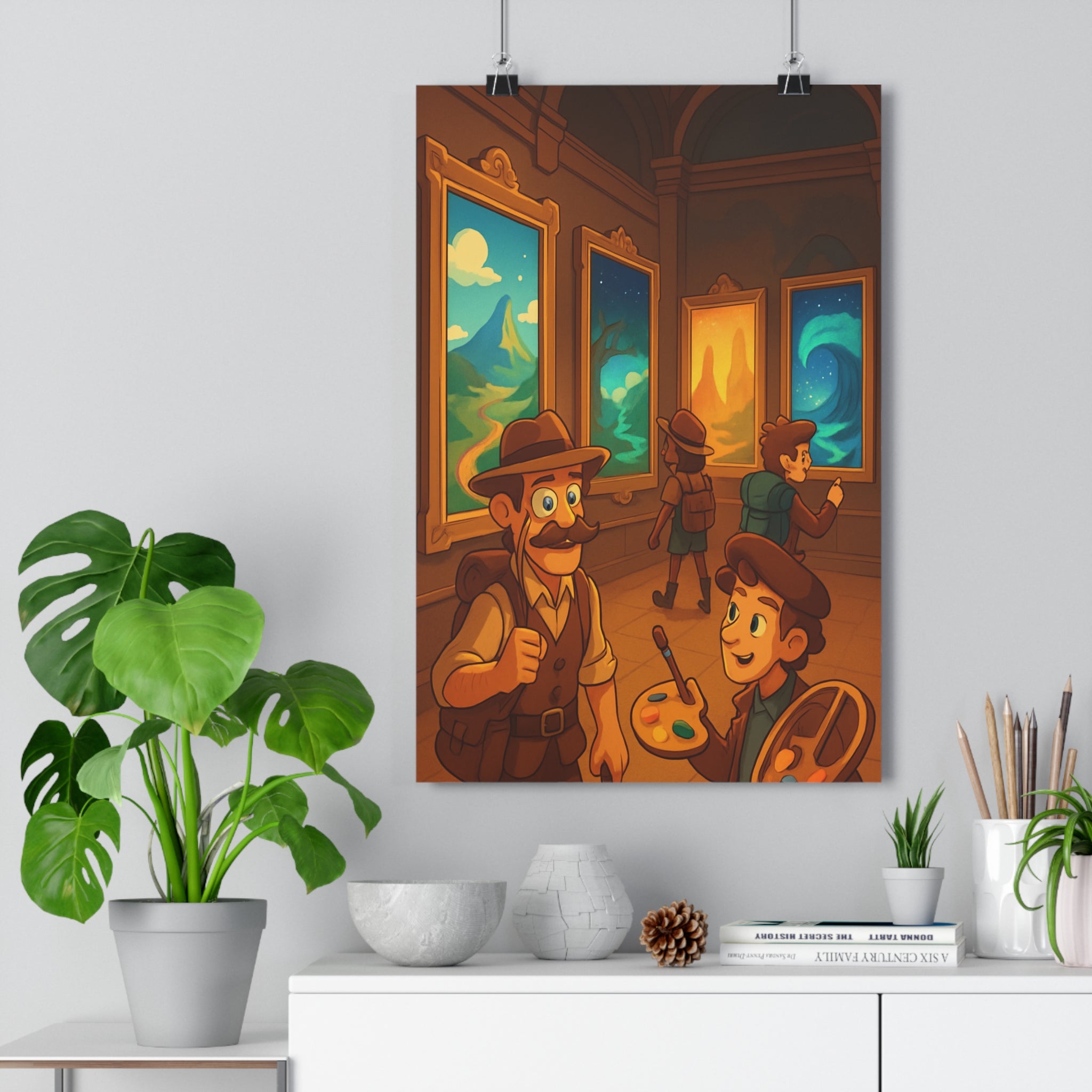 Poster décoratif aventure art animé coloré galerie joyeux salon chambre moderne exploration personnages muraux