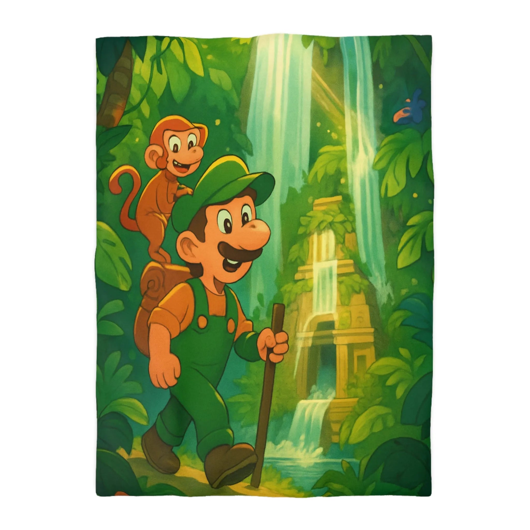 Green Plumber Journeys Through Lush Jungle With Monkey Friend And Hidden Temple Scene