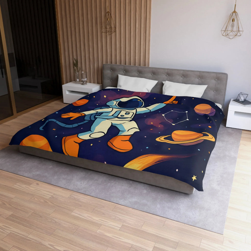 Housse de Couette Astronaute Enfantine avec Étoiles, Planètes et Constellations Colorées pour Chambre