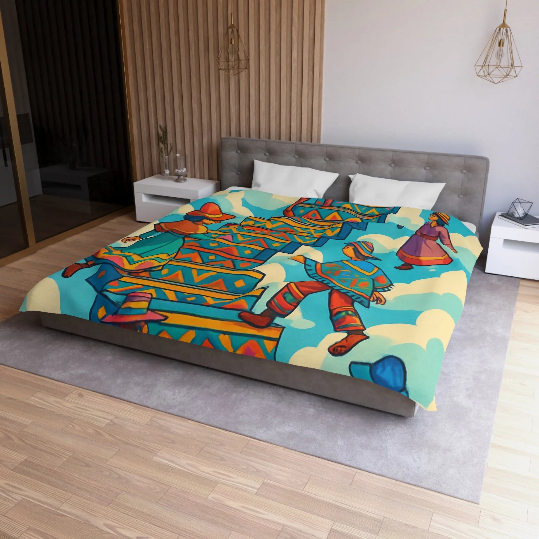 Housse de Couette Microfibre Art Graphique Contemporain Style Décoratif Chambre Tendance