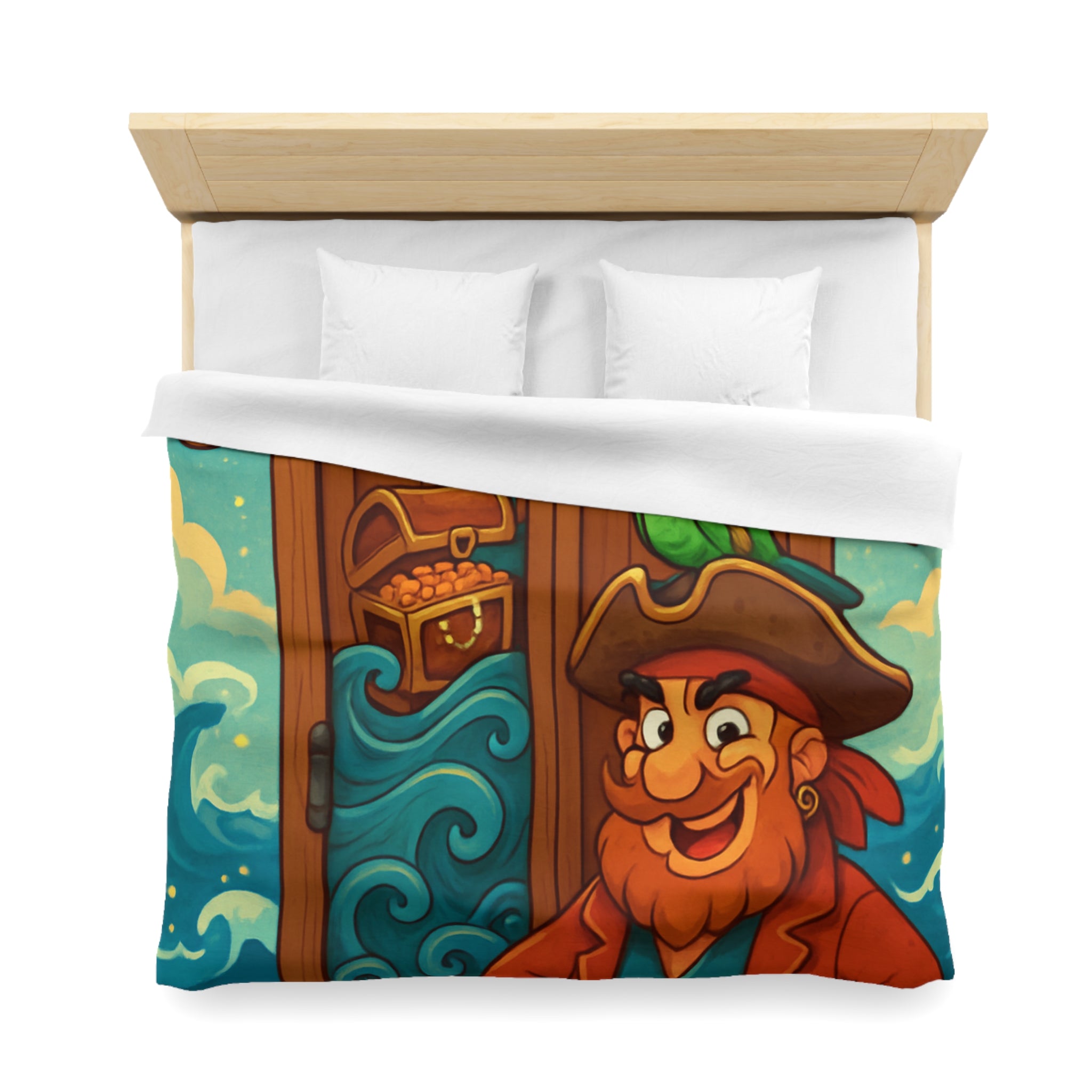 Parure de Lit Pirate Colorée avec Perroquet et Trésor Idéale pour Chambre Enfant