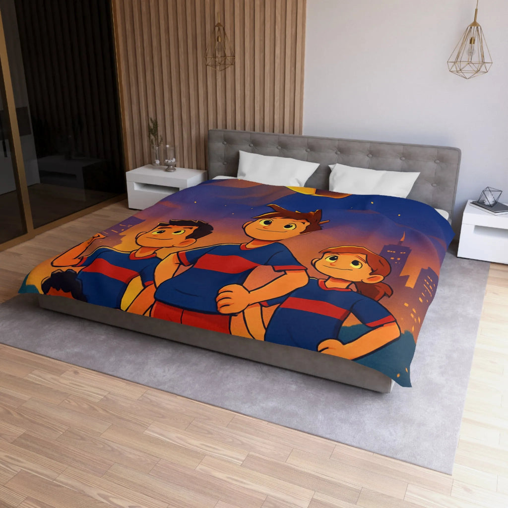 Housse de Couette Enfants avec Équipe de Football et Ballon Étoilé en Soirée