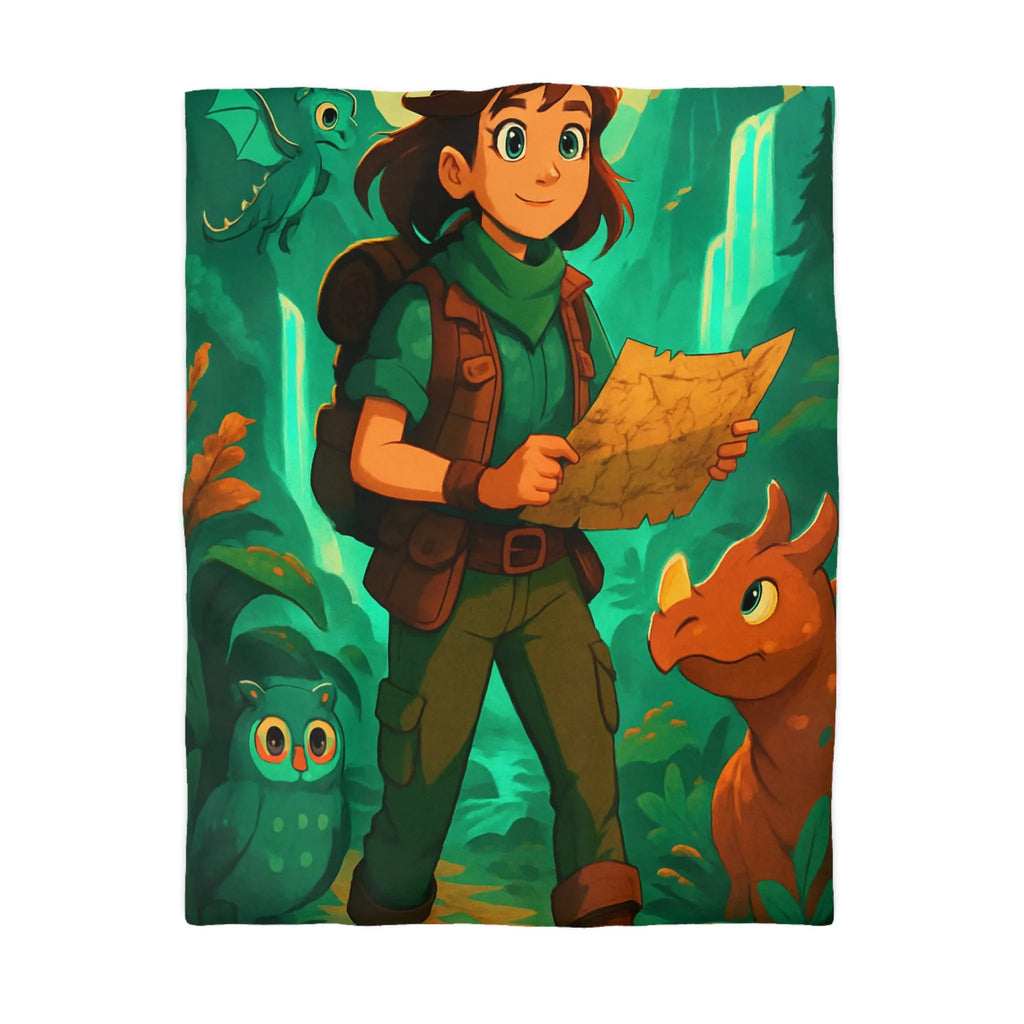 Aventure Enchantée: Enfant Voyageur, Animaux Magiques, Carte Mystérieuse, Forêt Lumineuse, Cascade Sereine