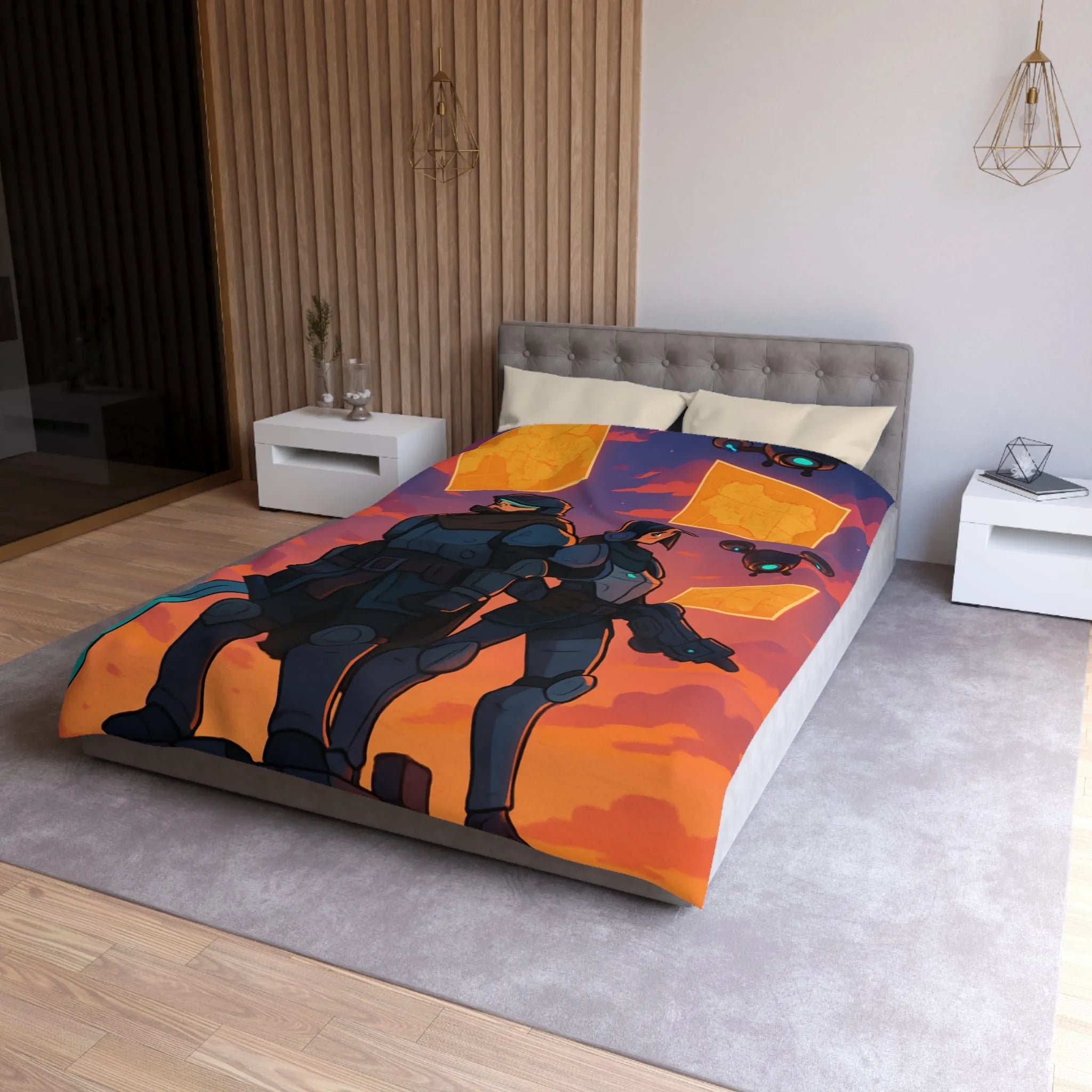 Explorez des mondes futuristes avec cette housse de couette au design captivant