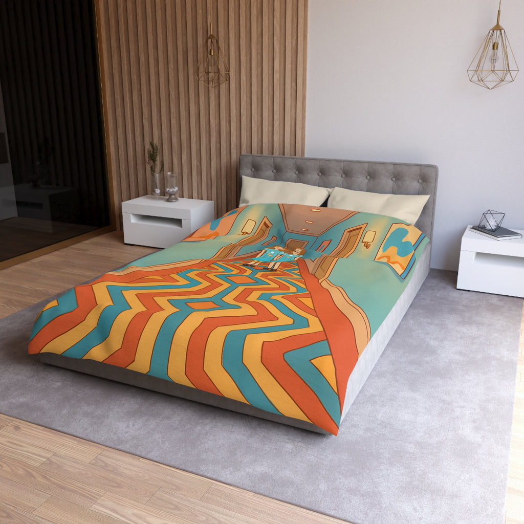 Housse de couette motif géométrique rétro et ambiance inspirée de films classiques d'horreur