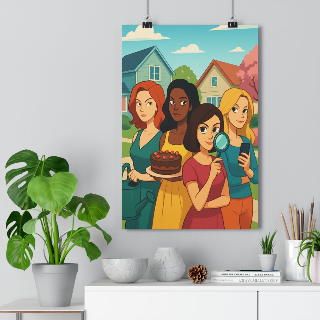 Poster décoratif cartoon animé couleurs vives joyeux salon chambre art moderne femmes mystérieuses qualité