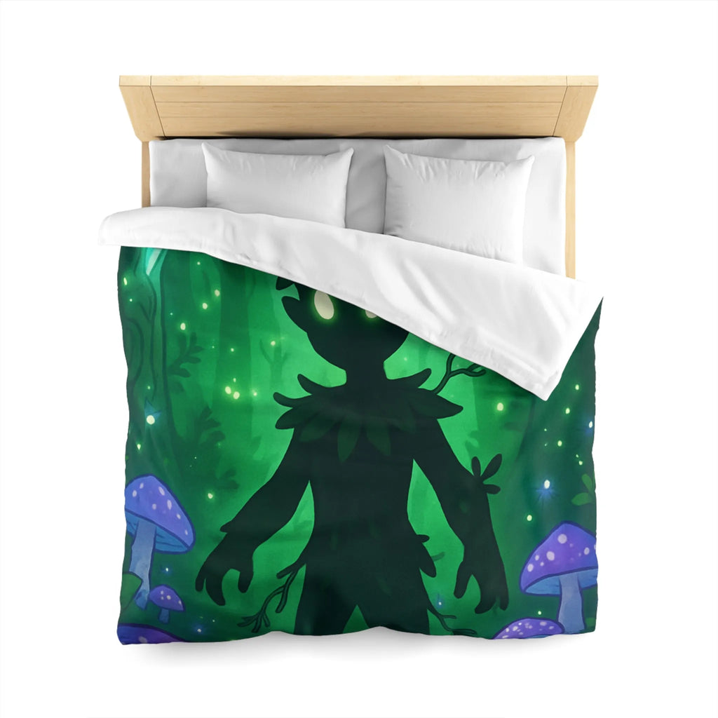 Housse de couette féerique avec créature forestière et champignons lumineux dans la nuit