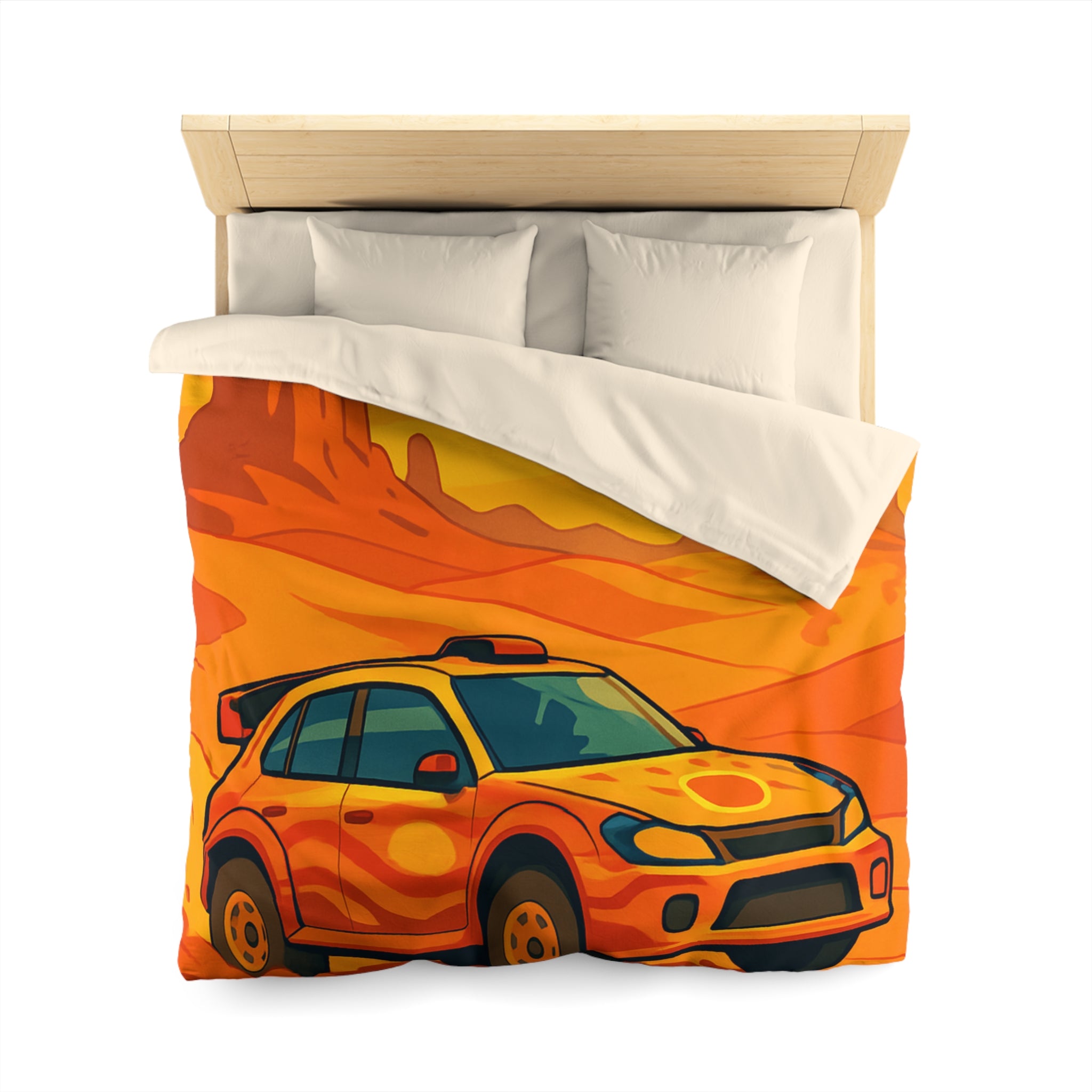 Housse de couette voiture dynamique désert orange ambiance aventure chaleur intense