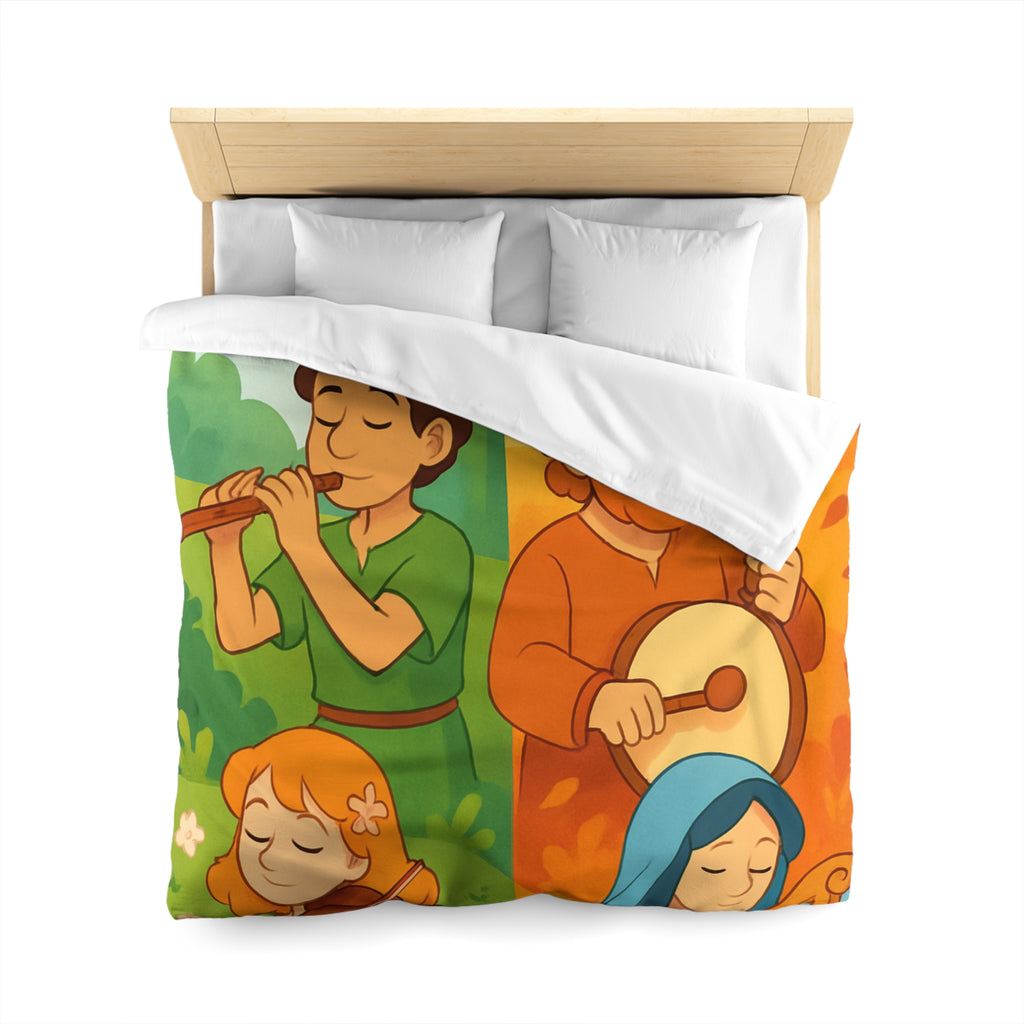 Housse de Couette Musique des Quatre Saisons Harpe Violon Tambour Flûte Enchanteur