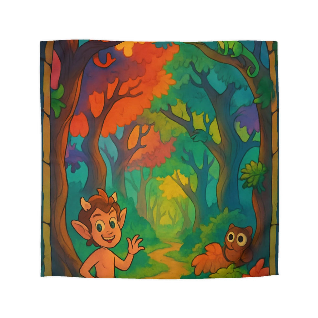 Housse de couette enchantée forêt aux créatures magiques pour chambre d'enfant