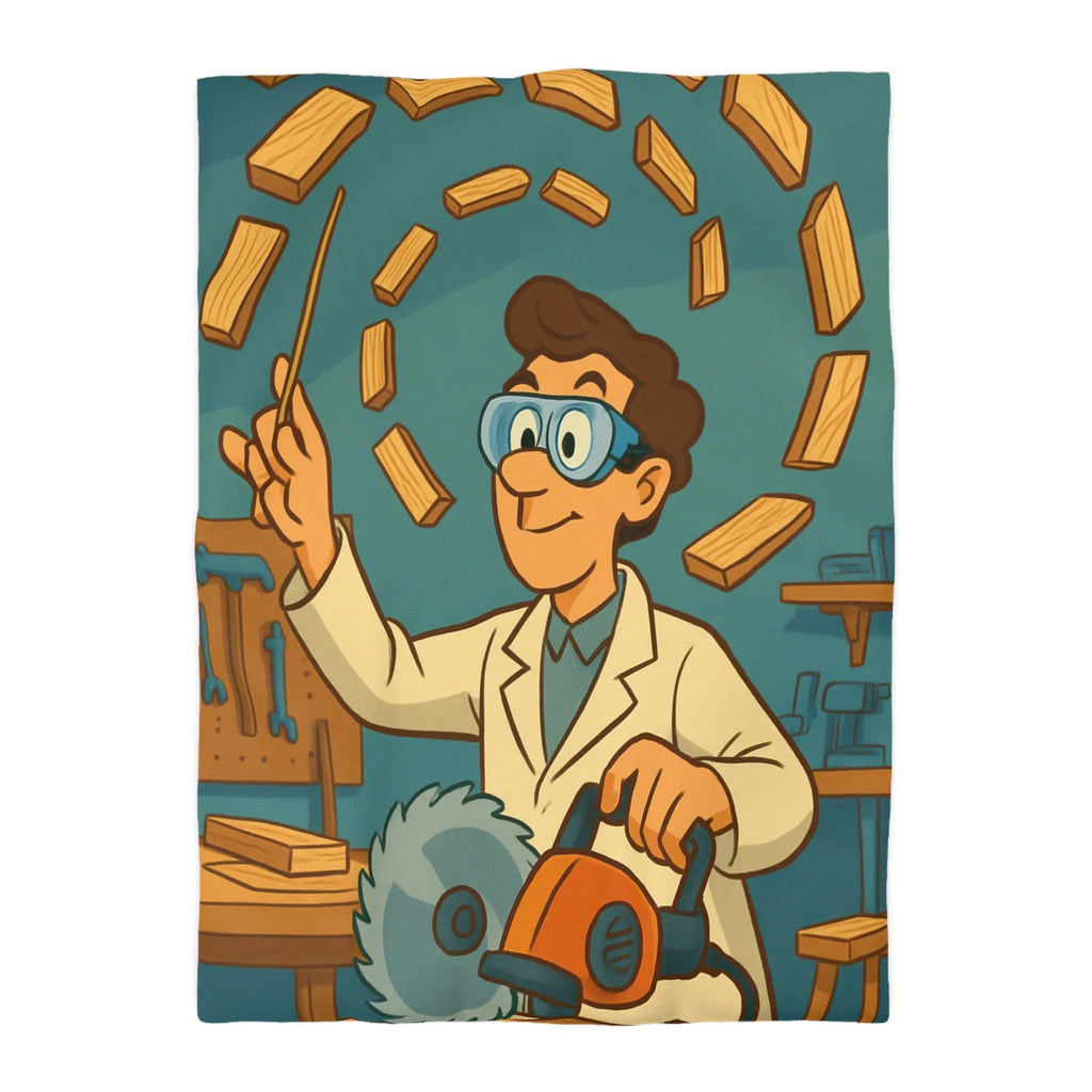 Housse de couette avec design créatif de menuiserie en style rétro et ludique