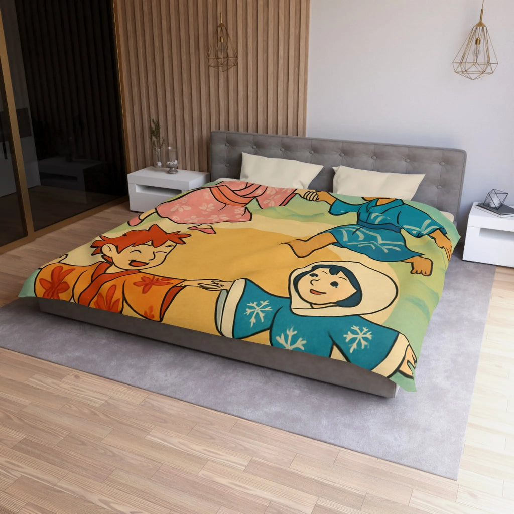 Housse de Couette Microfibre Art Graphique Contemporain Style Décoratif Chambre Tendance