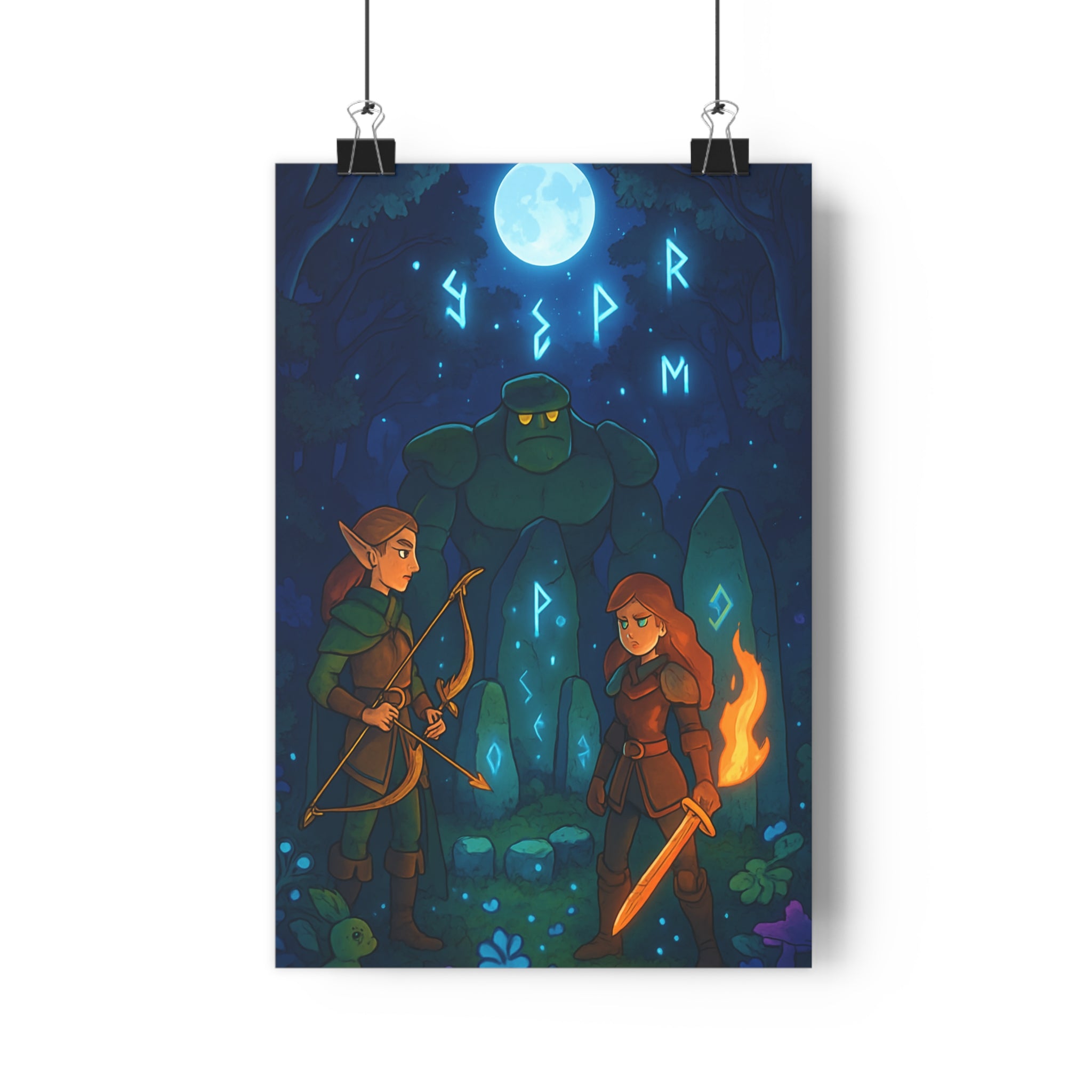 Poster décoratif médiéval couleur bleu sombre mystique aventure salon chambre art anime qualité premium