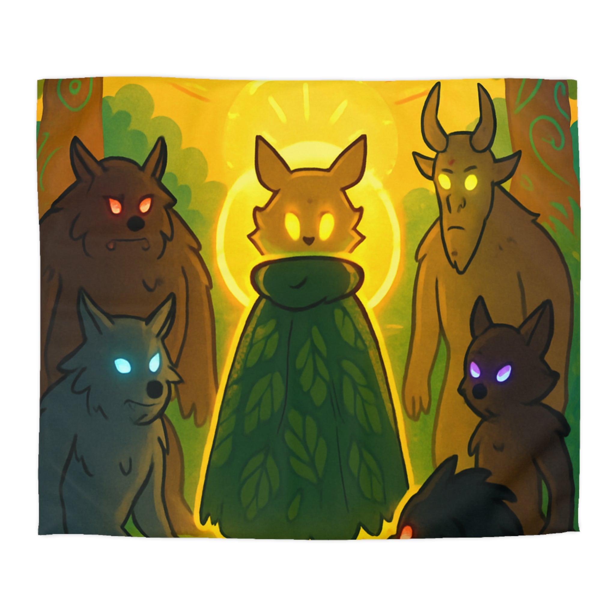 Housse de Couette Mystique Forêt Enchantée avec Sylvestre et Loups Lumineux