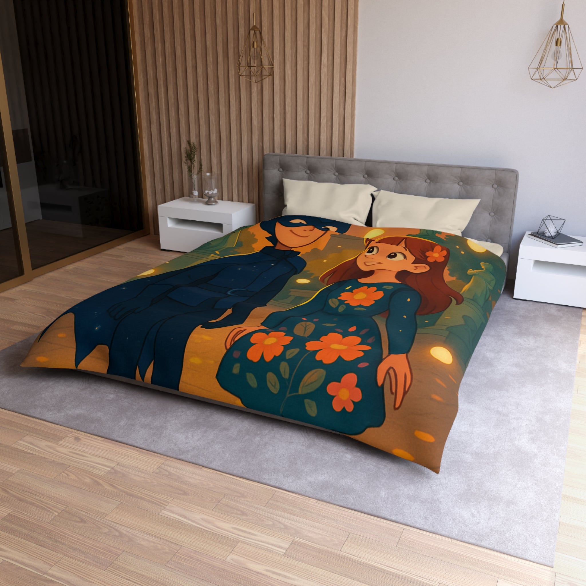 Housse de Couette Microfibre Motif Créatif Original Style Contemporain Chambre Élégante