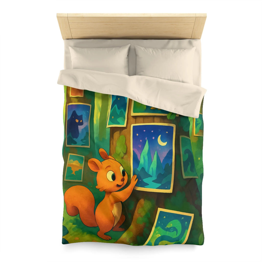 Housse de Couette Enchantée avec Écureuil et Tableaux Nocturnes pour Chambre d'Enfant