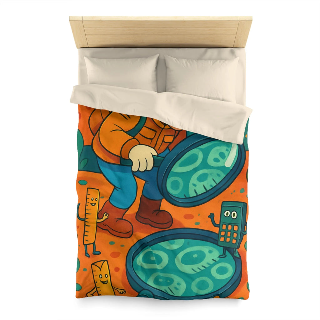 Explorez une Housse de Couette Fantaisie, Aventure Visuelle pour Enfants avec Loupe et Calculateur