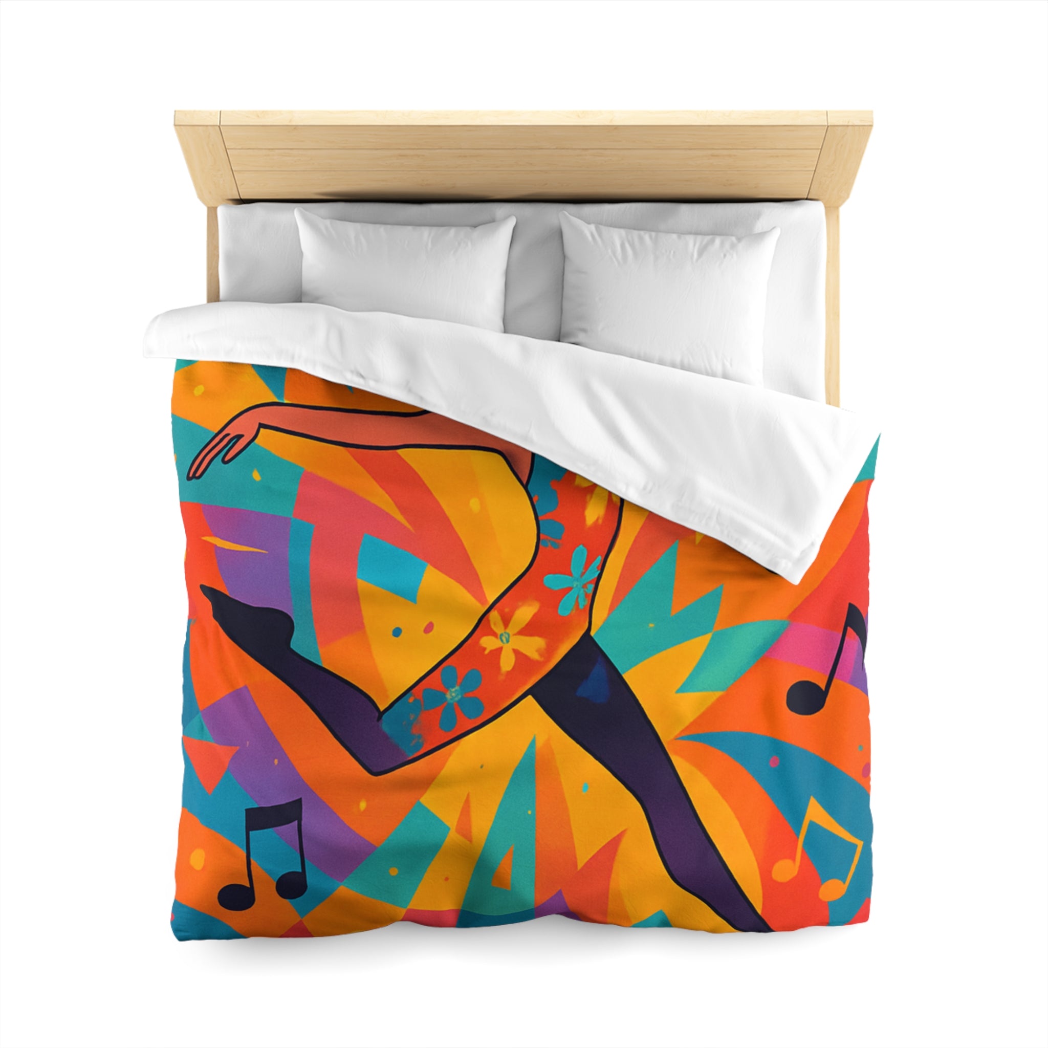 Housse de couette vibrante avec danseur aux couleurs éclatantes et motifs musicaux