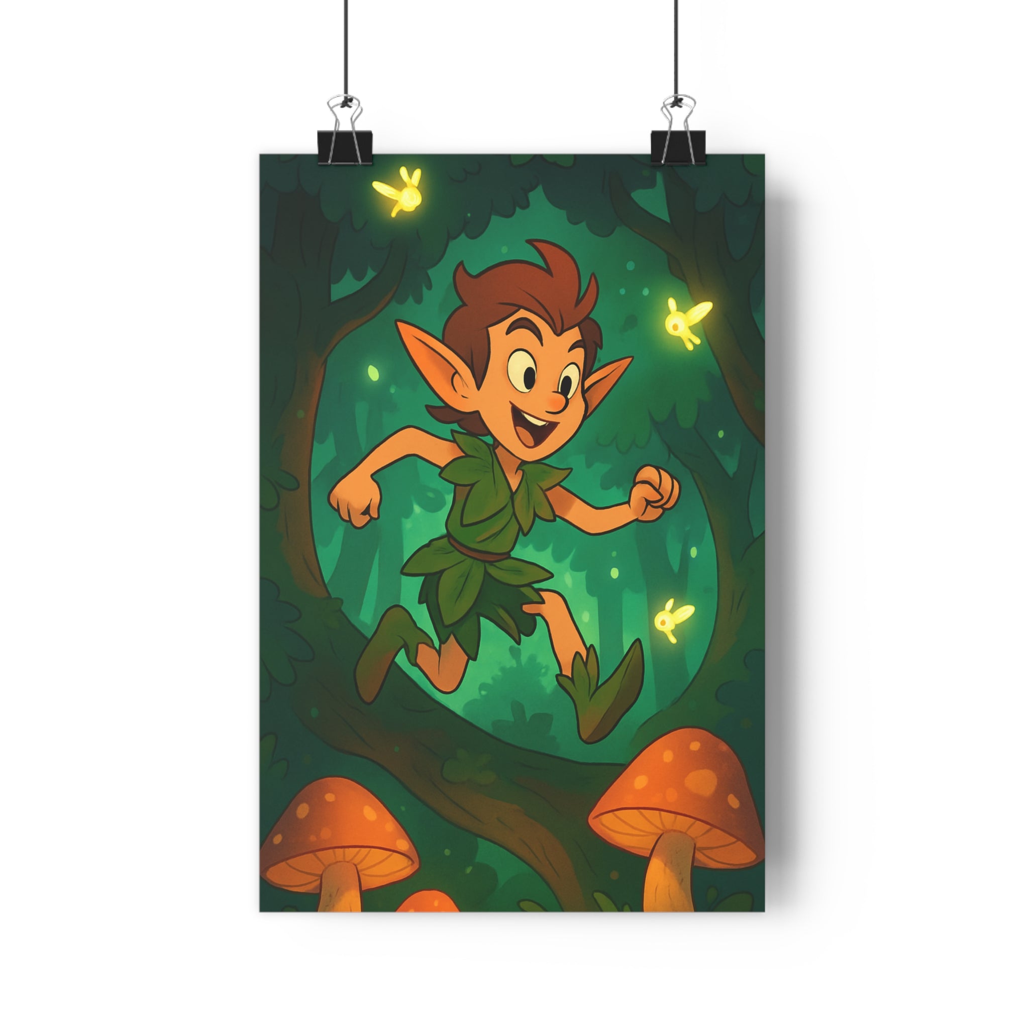 Poster décoratif fantasy forêt enchantée joyeux enfant chambre cartoon lumineux nature magique éthéré féérique