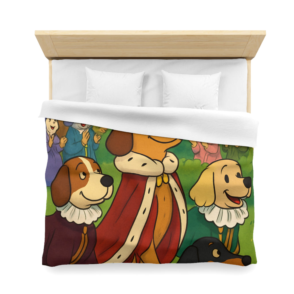Housse De Couette Pour Enfants Avec Chiens Royaux En Promenade Dans La Forêt Magique