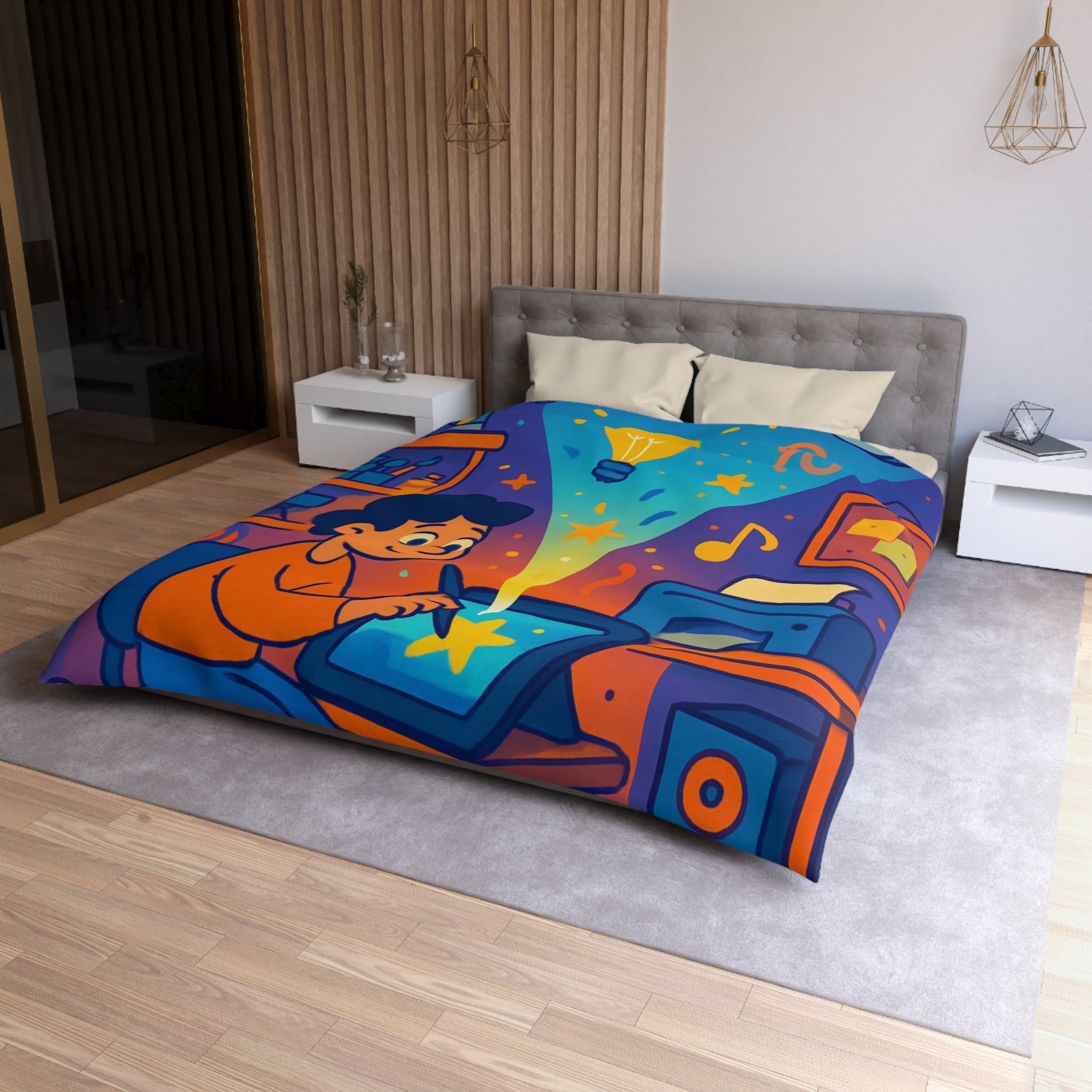 Housse de couette vibrante pour passionnés d'art numérique et créativité éclatante