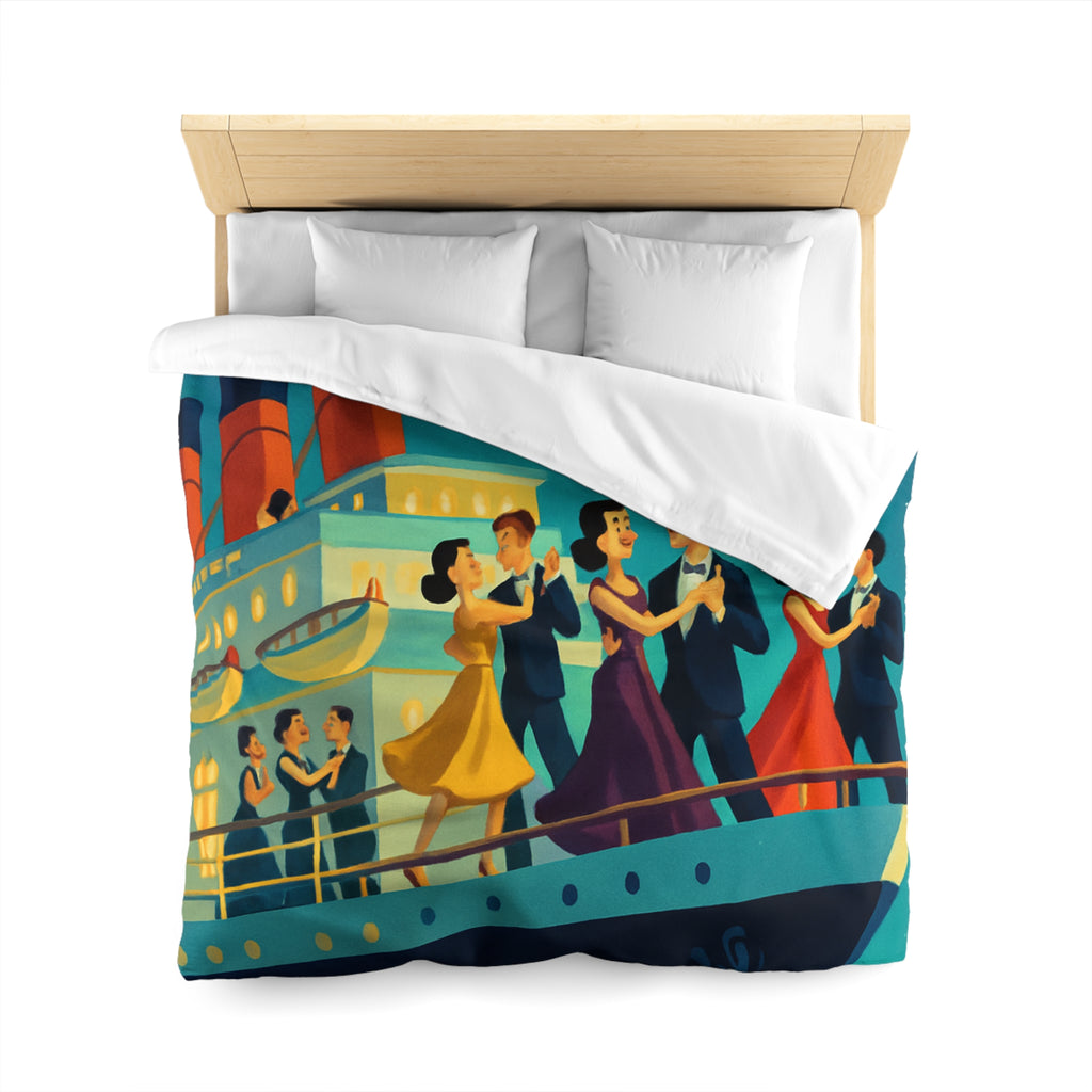 Housse de couette rétro dance nocturne aurores boréales croisière bateau élégant