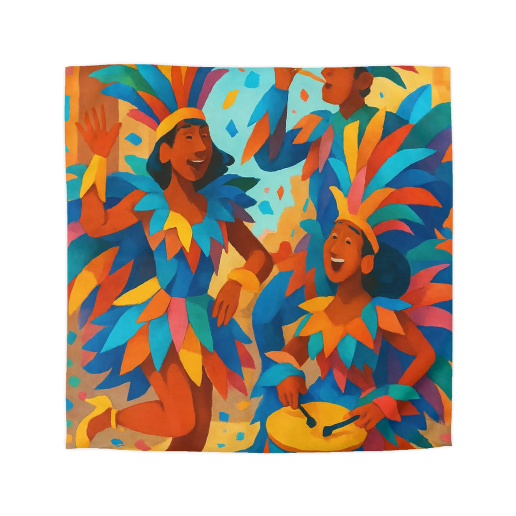 Housse de couette carnaval vibrante avec danseurs multicolores et ambiance festive éclatante