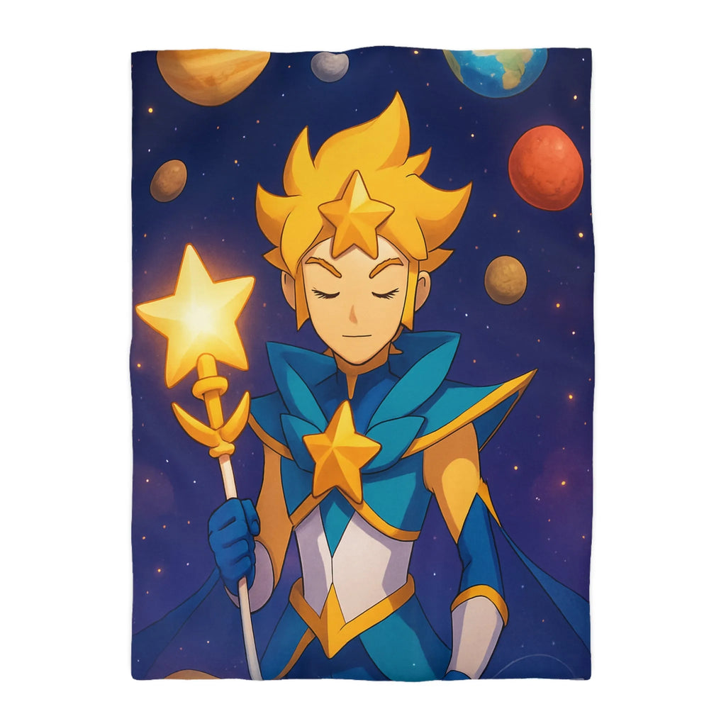 Housse de Couette Fantastique Enfant Personnage Étoilé Avec Planètes Environnantes