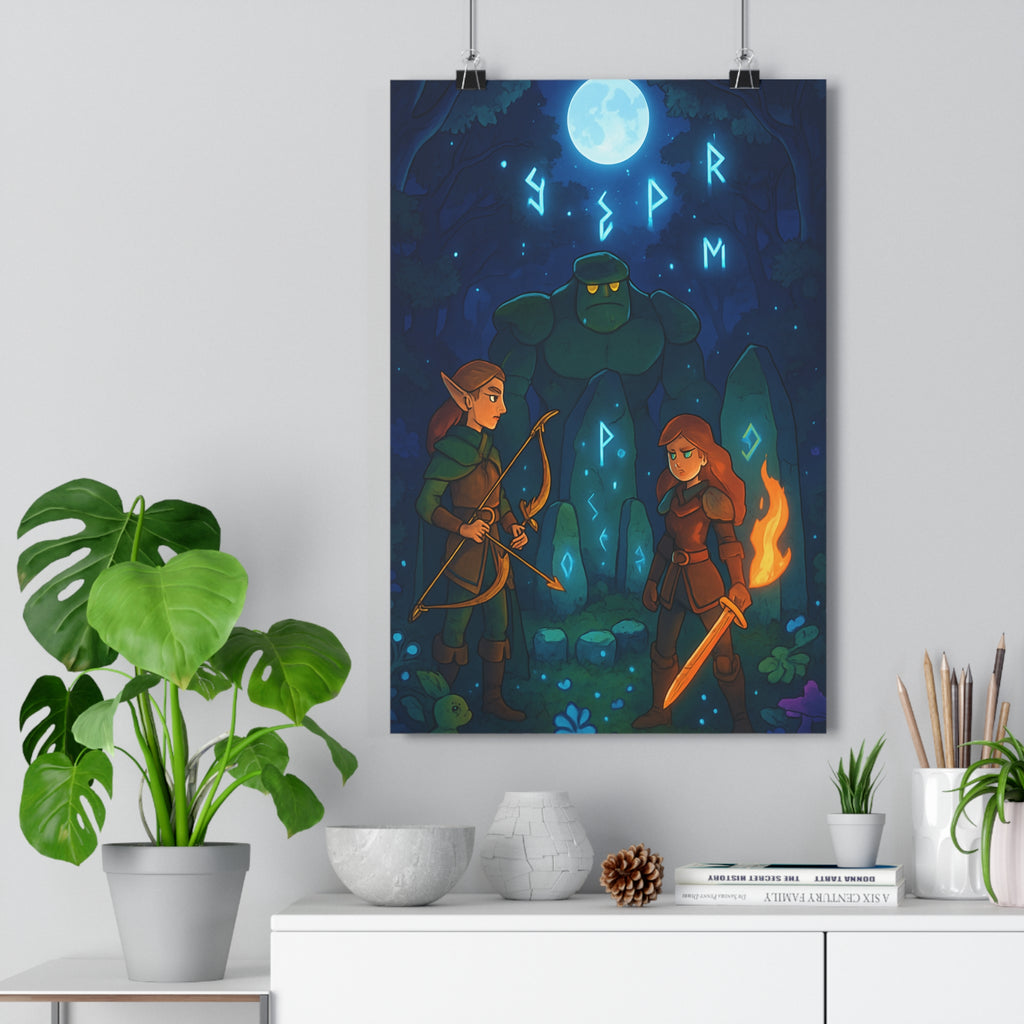 Poster décoratif médiéval couleur bleu sombre mystique aventure salon chambre art anime qualité premium