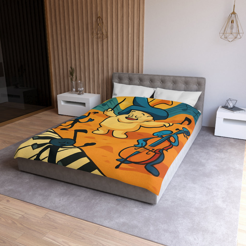 Housse de Couette Musicale Enfantine avec Chef d'Orchestre et Musiciens Fantaisistes