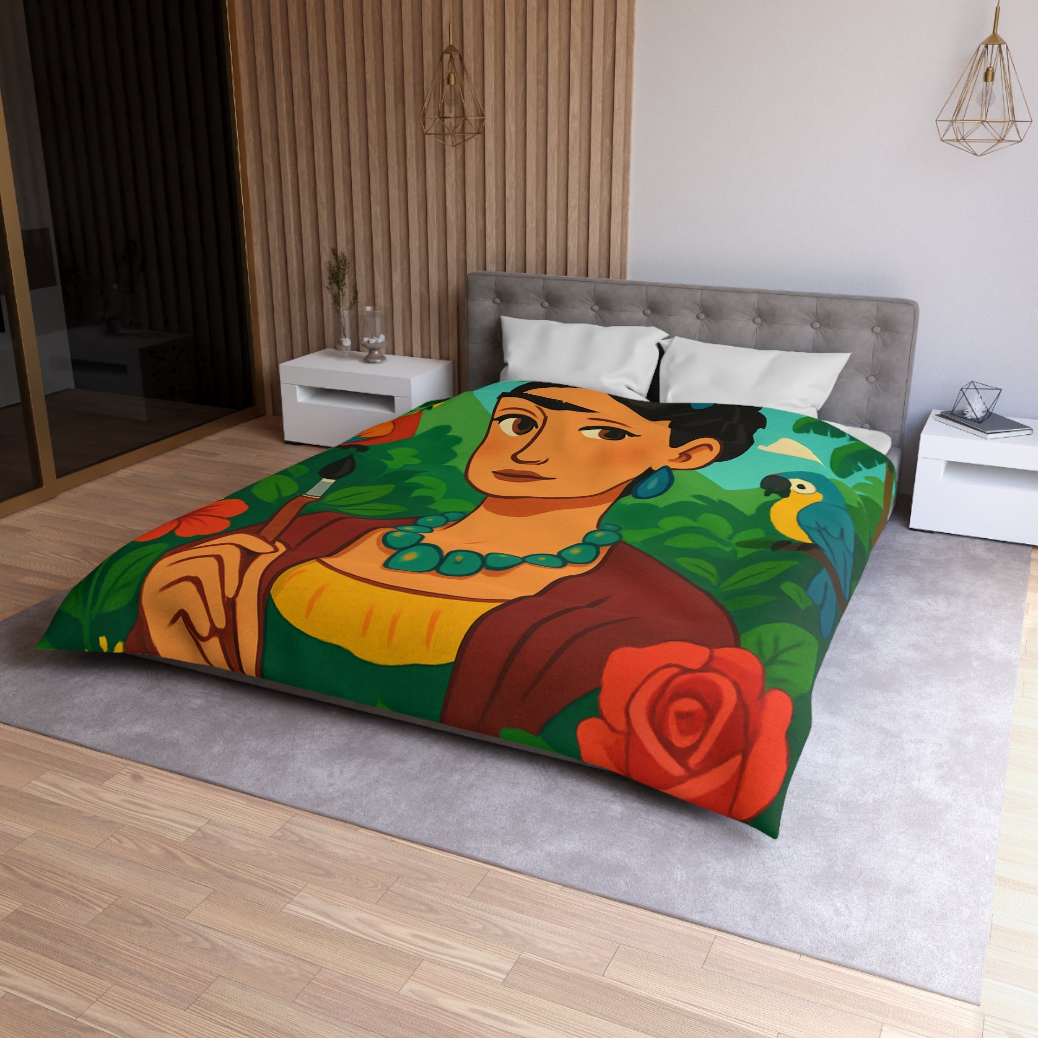 Housse de Couette Microfibre Motif Créatif Original Style Contemporain Chambre Élégante