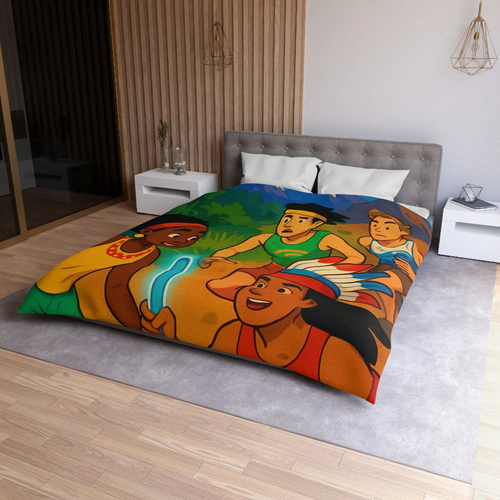 Excursion Nocturne Amusante: Housse de Couette avec Athlètes Courant sous le Ciel Étoilé