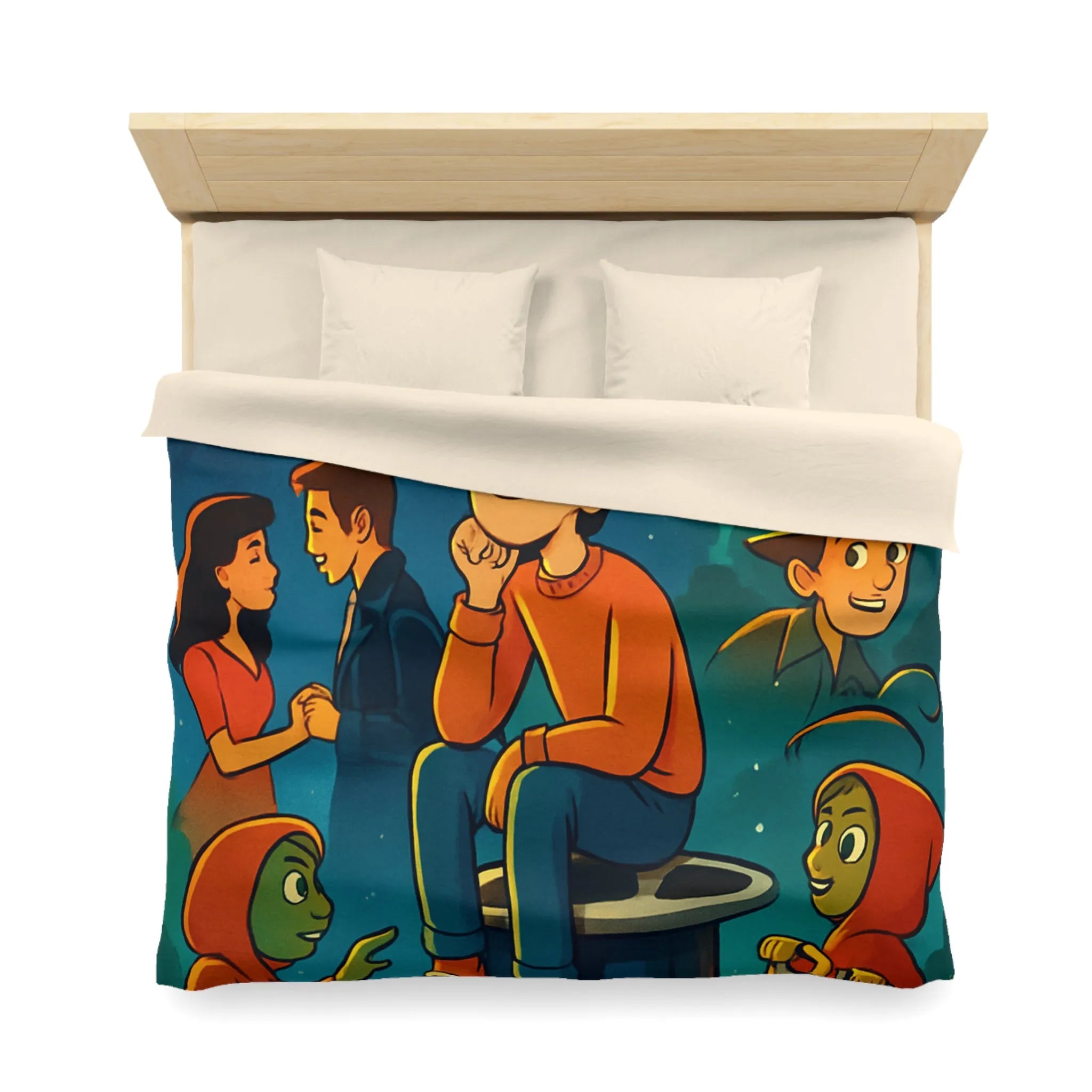 Housse de Couette Microfibre Art Graphique Contemporain Style Décoratif Chambre Tendance