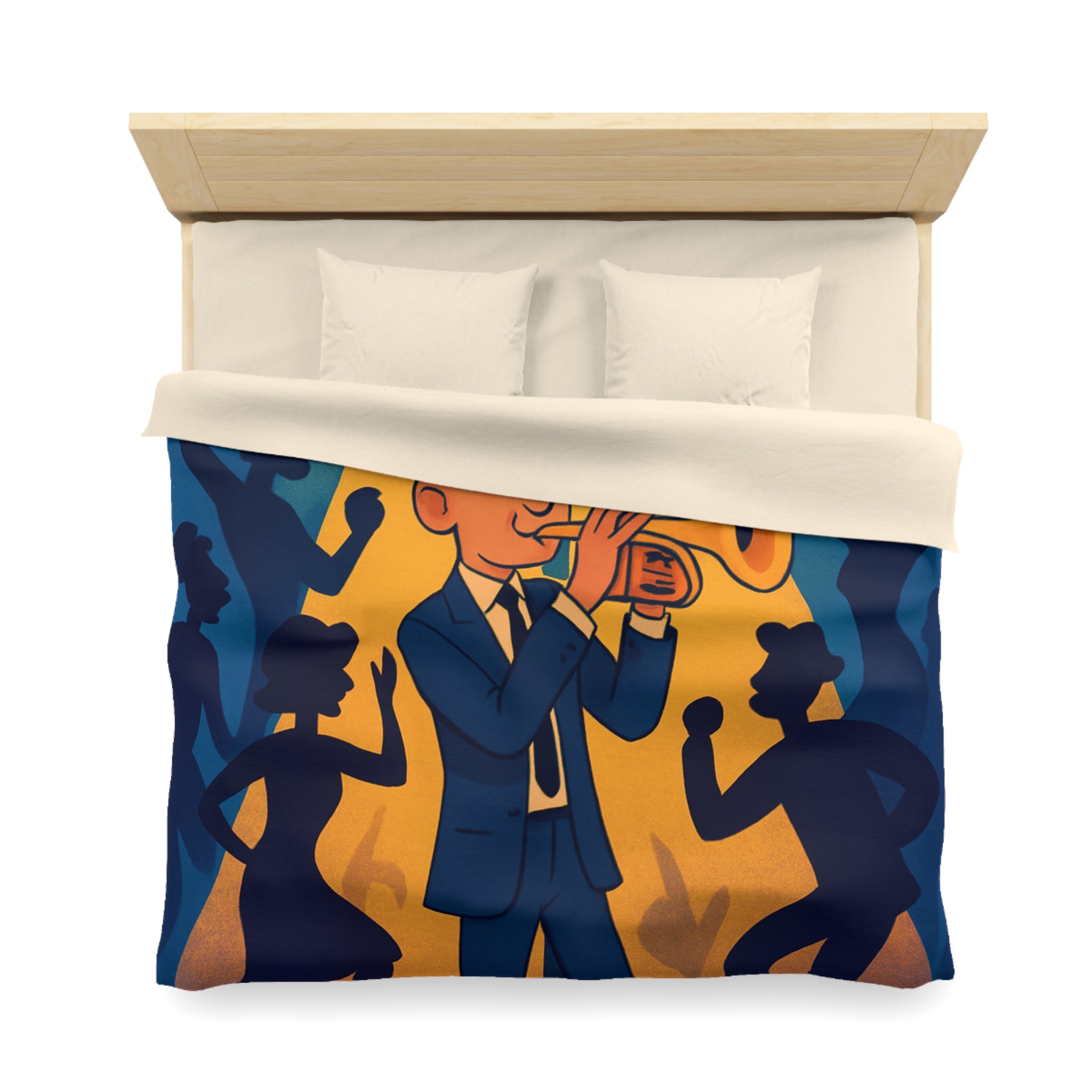 Housse de Couette Moderne avec Musicien Jouant de la Trompette sous Réverbère Nocturne
