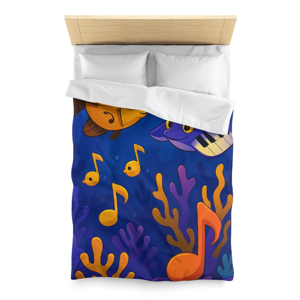 Housse de couette sous-marine colorée avec poissons et touches de musique océanique