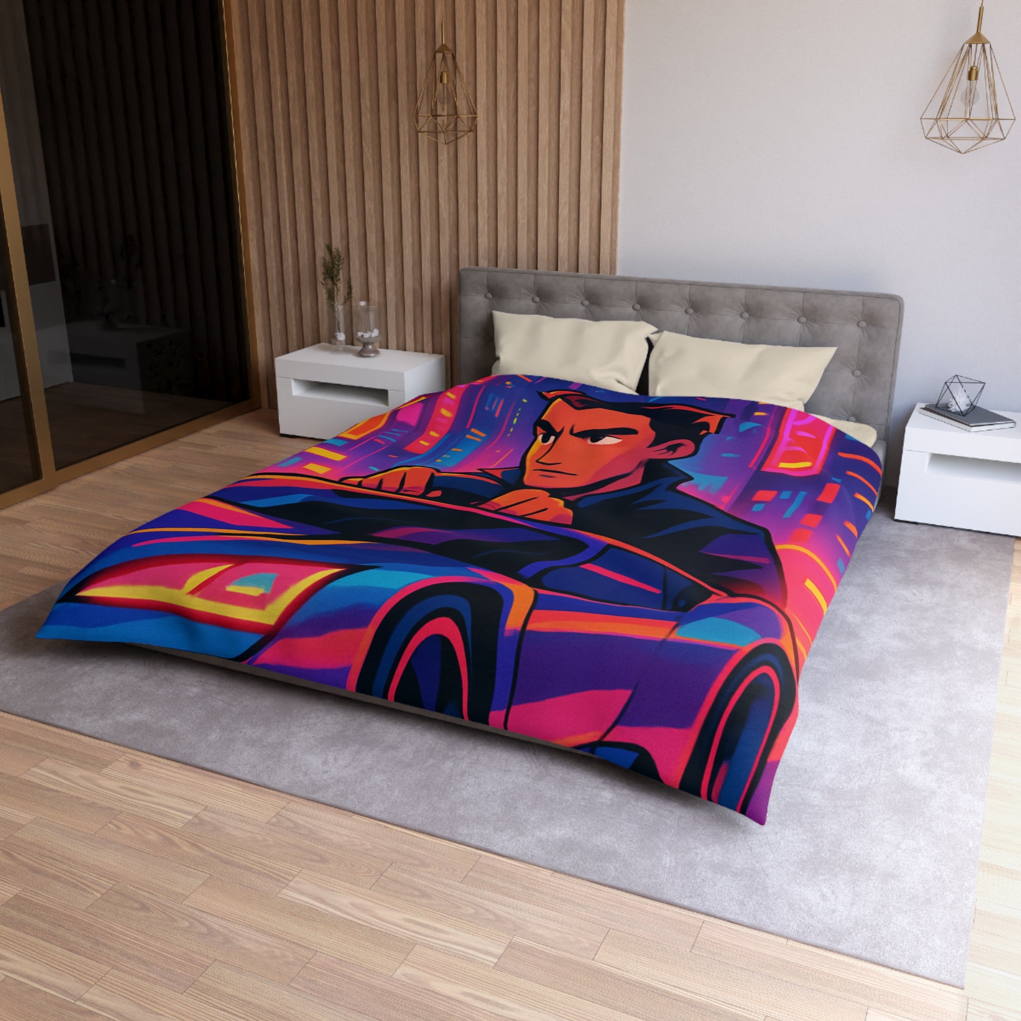 Housse de Couette Microfibre Design Artistique Moderne Décoration Chambre Confort Premium