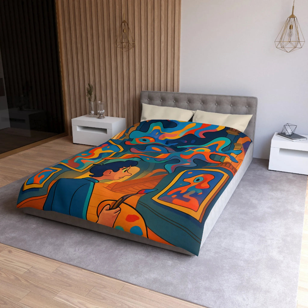 Housse de Couette Microfibre Art Graphique Contemporain Style Décoratif Chambre Tendance