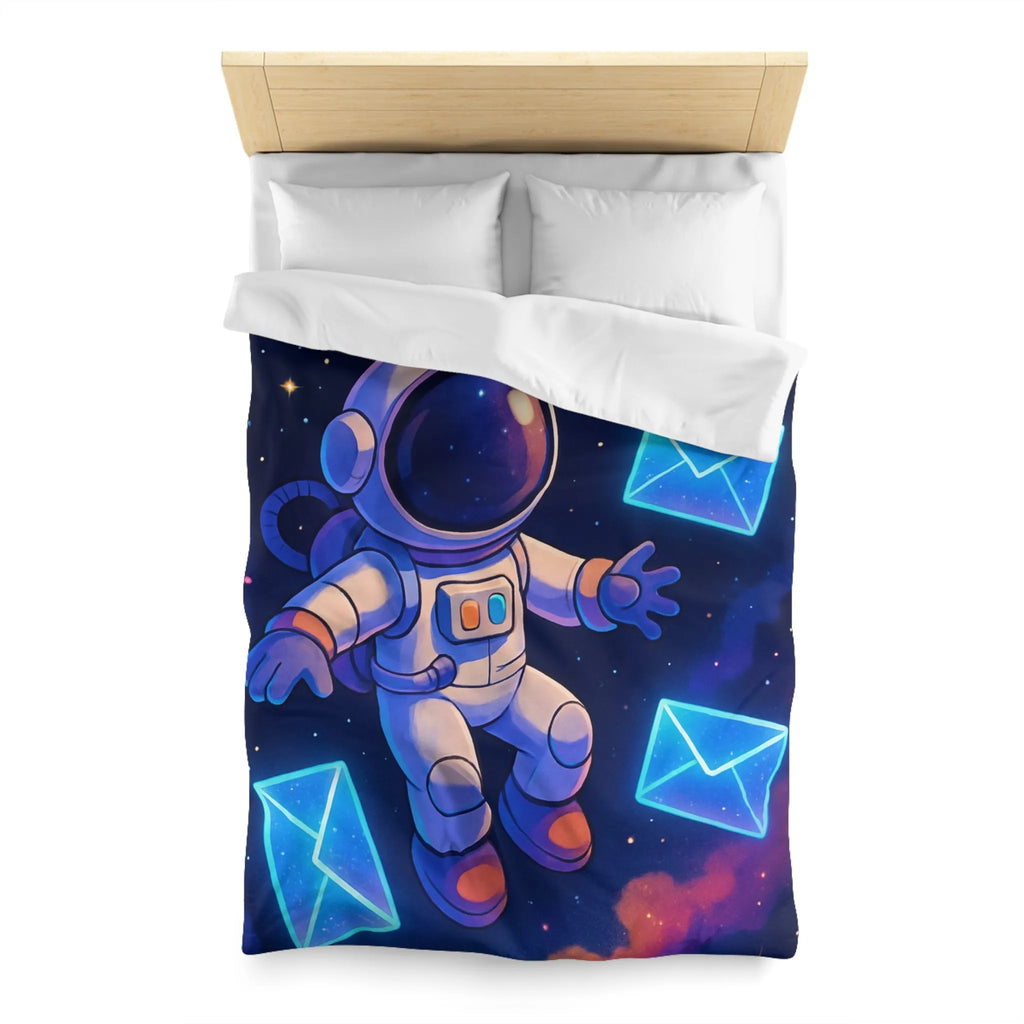 Housse de Couette Astronaute Flottant dans l'Espace avec Enveloppes et Planète Colorée