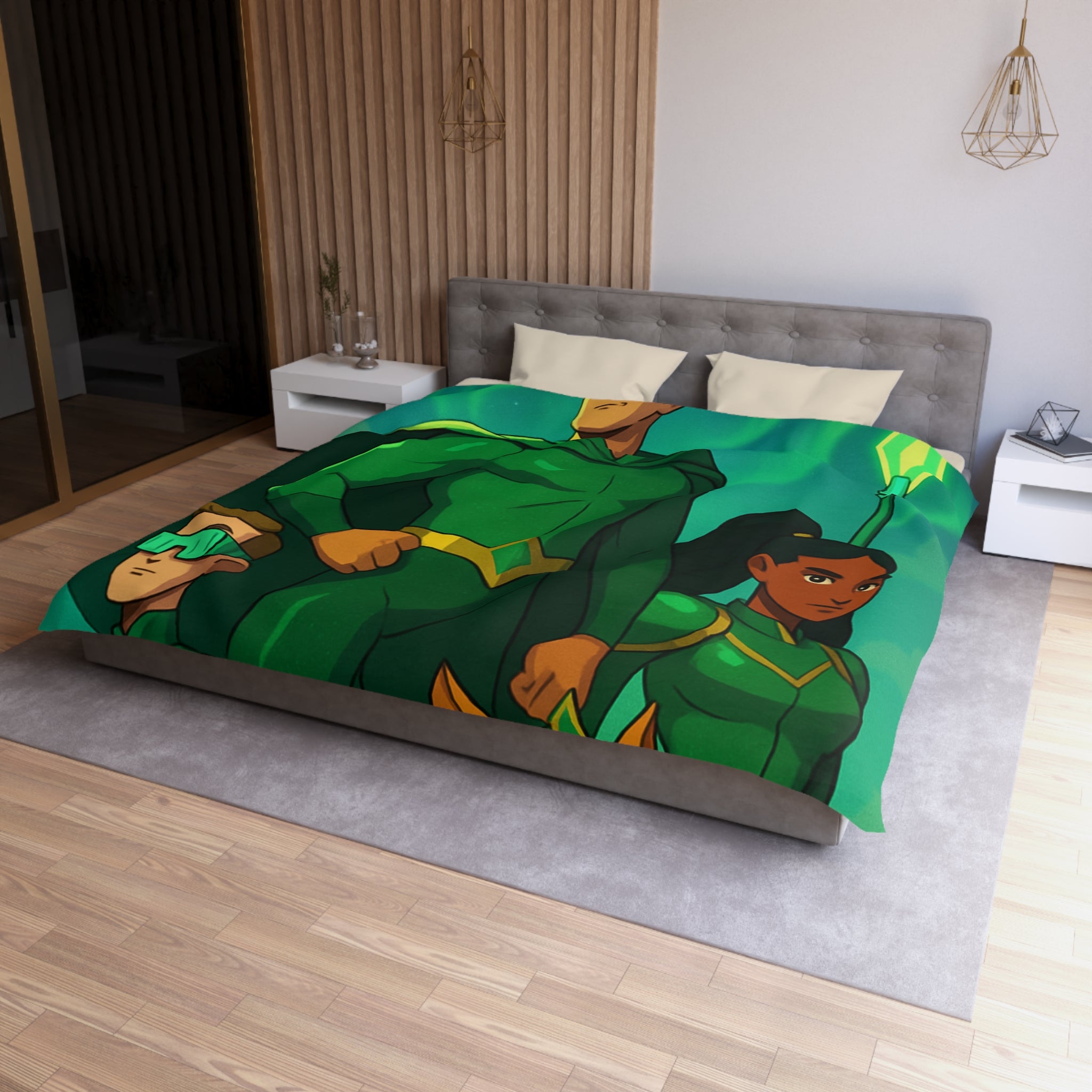 Housse de Couette Microfibre Motif Créatif Original Style Contemporain Chambre Élégante