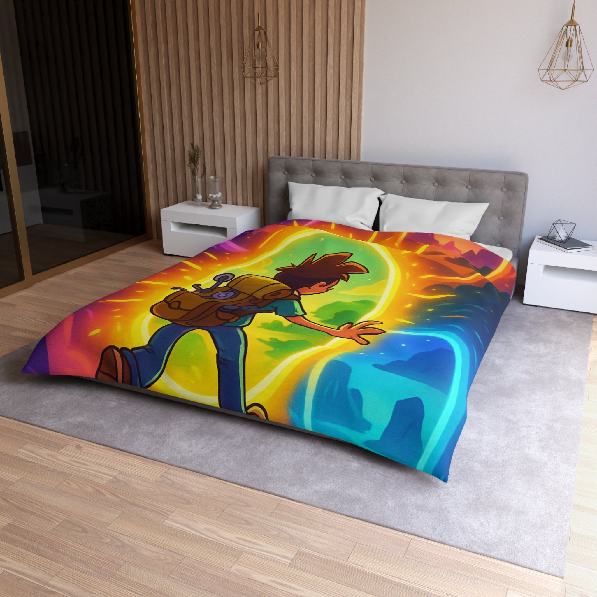 Spacieux Monde Dessiné : Couette Aventure Porte Portail Multivers Enfant Univers Coloré