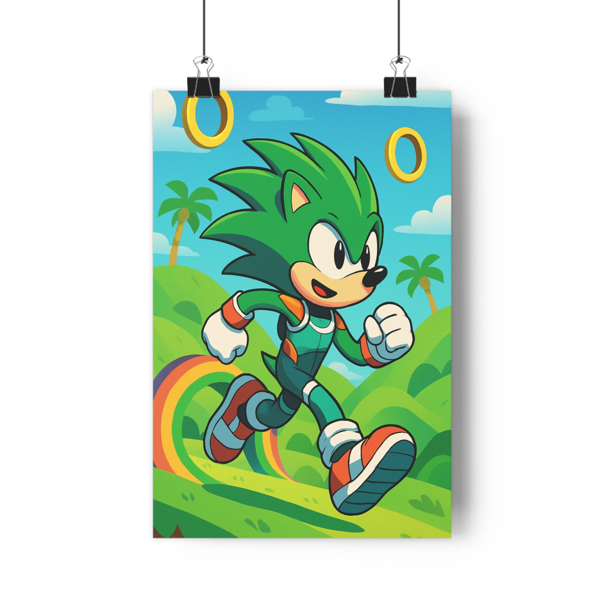 Poster décoratif animé coloré bleu vert chambre enfant aventure dynamique joyeux paysage moderne qualité