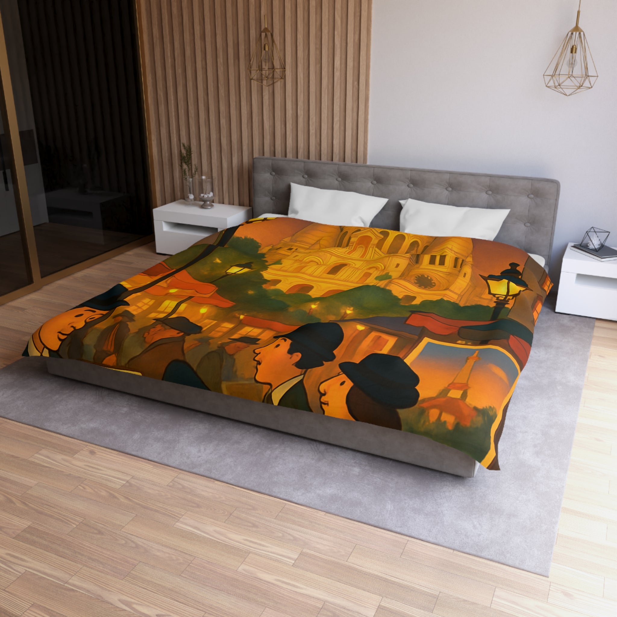 Housse de Couette Microfibre Illustration Unique Design Moderne Décoration Intérieure Raffinée