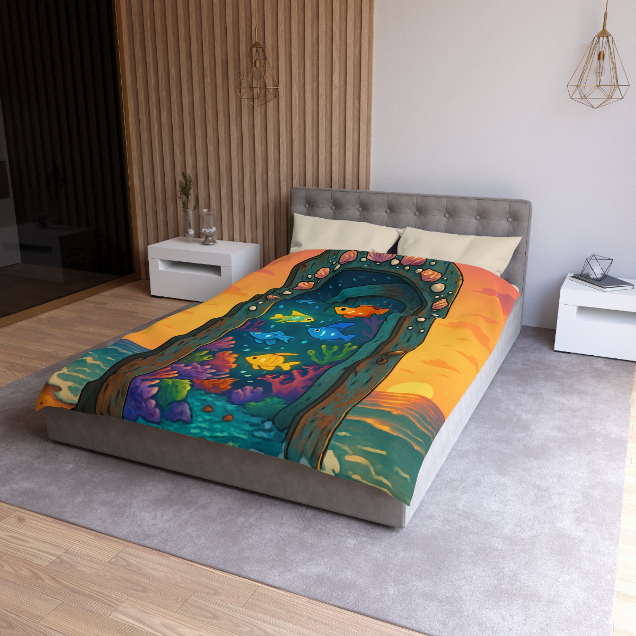 Housse de Couette Microfibre Motif Créatif Original Style Contemporain Chambre Élégante