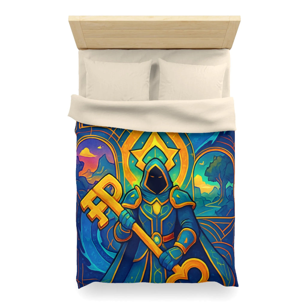 Housse de Couette Magicien Mystique avec Clef et Dragon pour Ambiance Enchantée